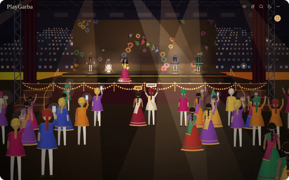 Standing up front by the live stage band